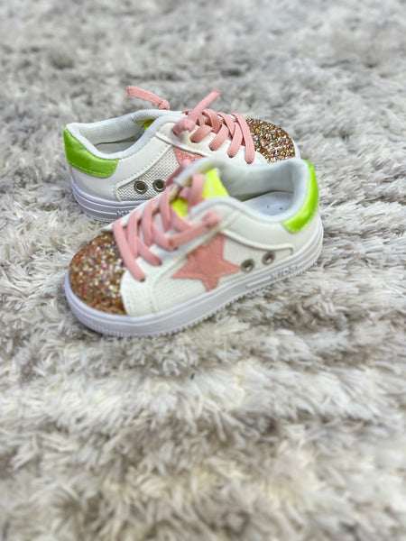 Pink STar Lime Heel Sneakers (Toddler Sizes)