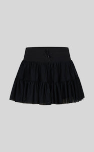 Girls Mesh Double Tier Ruffle Skort with Inner Short