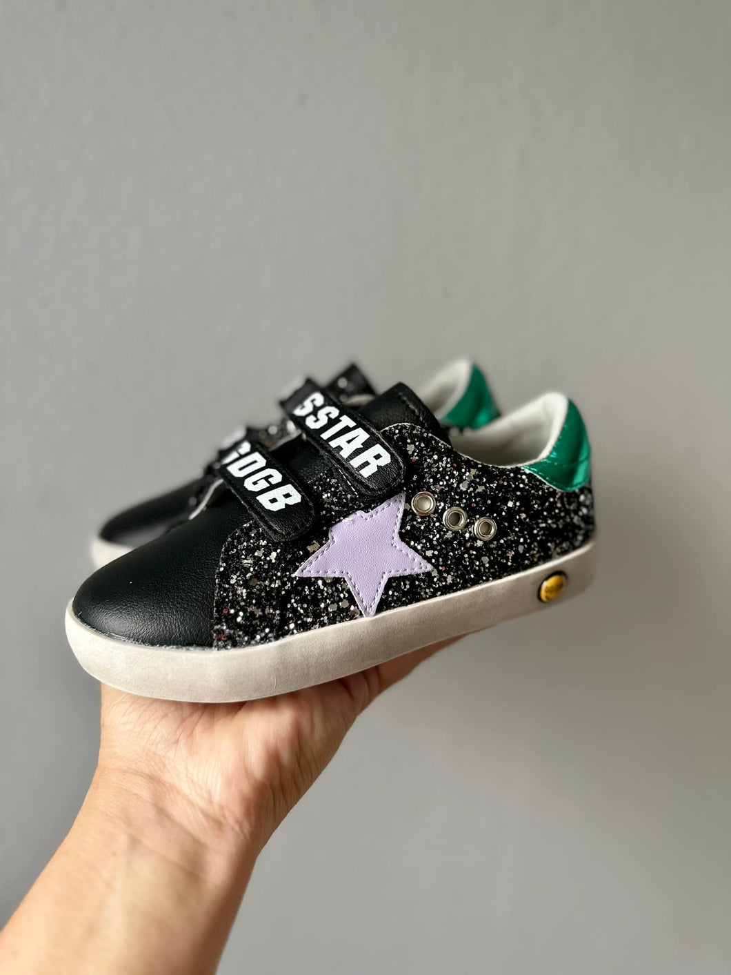 Black Glitter Velcro Star Sneakers