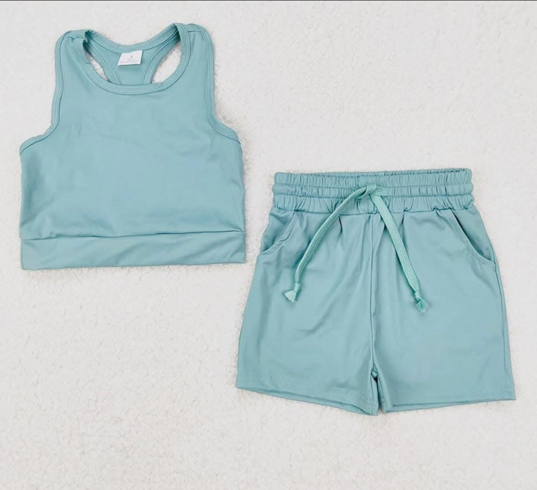 Sage Crop and Shorts Set