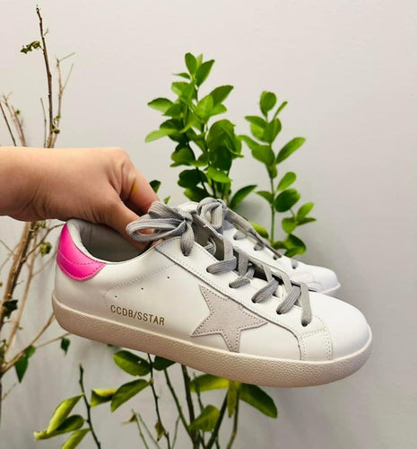 Women’s grey star pink heel