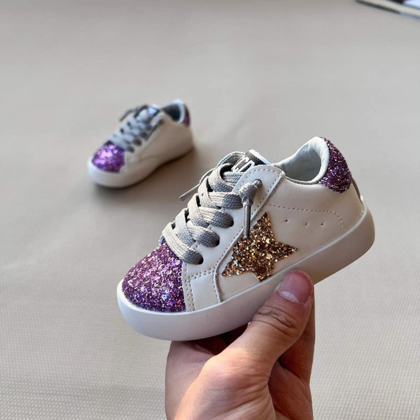 Gold Glitter Star Purple Glitter Accents