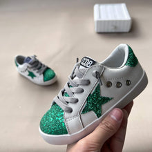 Load image into Gallery viewer, Green Glitter Star and Accent Sneakers