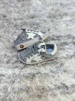 Silver Glitter White STar Sneakers (6t and 4 youth only)