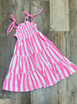 Pink and White Stripes Midi Maxi