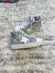 Hi Top Silver Glitter White STar Sneakers (8t only)