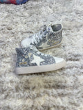 Hi Top Silver Glitter White STar Sneakers (8t only)