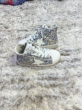 Hi Top Silver Glitter White STar Sneakers (8t only)