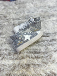 Hi Top Silver Glitter White STar Sneakers