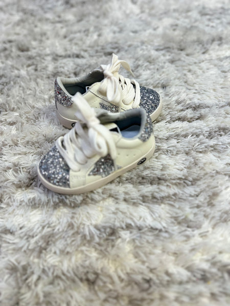 Silver Glitter STar White Lace (5t and 6 youth)