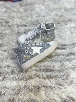 Hi Top Silver Glitter White STar Sneakers (8t only)