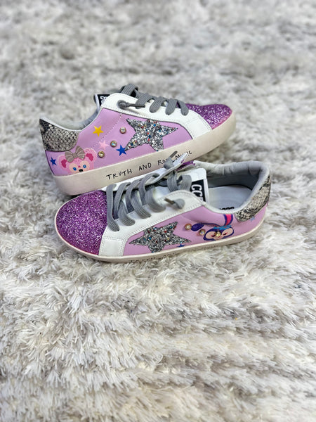 Purple Monkey Silver Glitter Star