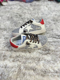 Silver Glitter White STar Red Heel Sneakers