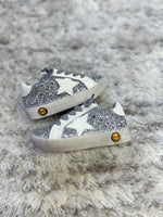 Silver Glitter White STar Sneakers (6t and 4 youth only)