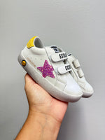 Pink glitter Star Yellow Heel Velcro -Ready to Ship