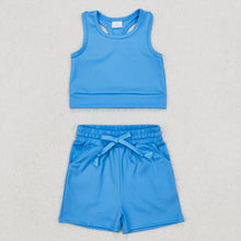 Load image into Gallery viewer, Blue Crop and Shorts Set