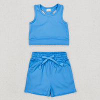 Blue Crop and Shorts Set