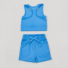 Load image into Gallery viewer, Blue Crop and Shorts Set