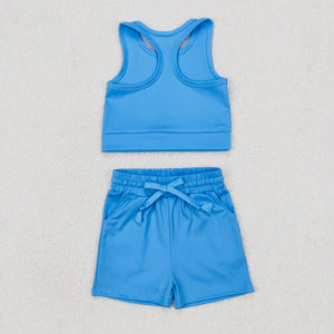 Blue Crop and Shorts Set