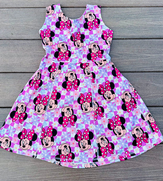 Minnie Dress Checkered with Flowers