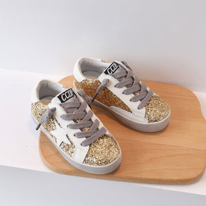 Gold Glitter With White Star Sneakers