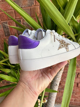 Load image into Gallery viewer, Gold Star Purple Heel Star Sneakers RTS