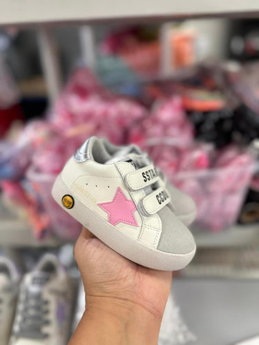 Pink Star Silver Heel Velcro Sneakers