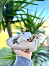 Load image into Gallery viewer, Black Glitter Star with Cheetah Accent Sneakers