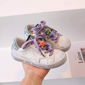 White with Purple Laces Star Sneakers
