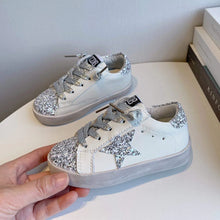 Load image into Gallery viewer, Silver Glitter Star Sneakers