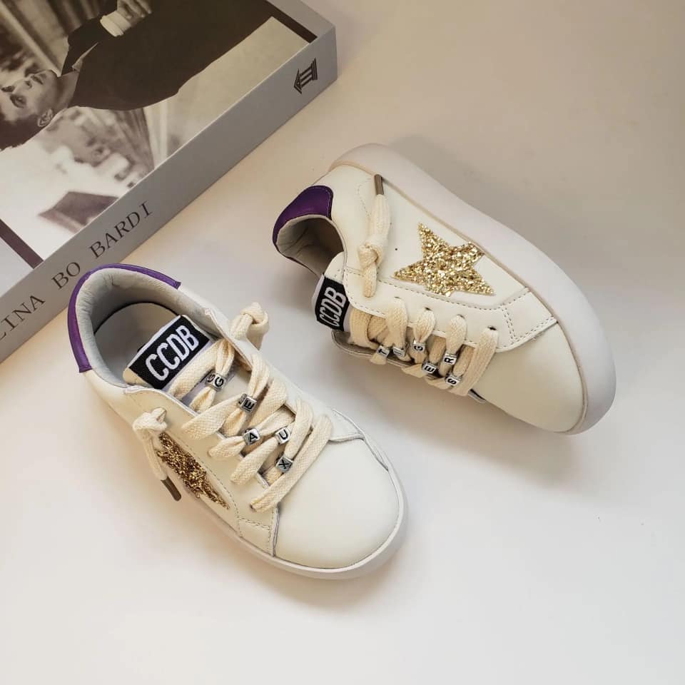 Gold Star Purple Heel Star Sneakers