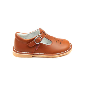 Joy Cognac Stitch Down T-Strap Mary Jane