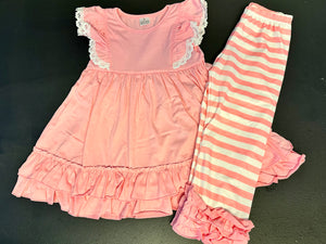 Pink Ruffle Tunic and Leggings Set-